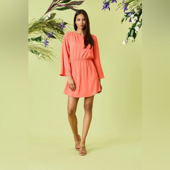 Donna Morgan Vibrant Coral Dress Sz 0 - Picture 1 of 7